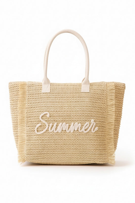 P0018 | Summer Script Woven Tote Bag | MB0326