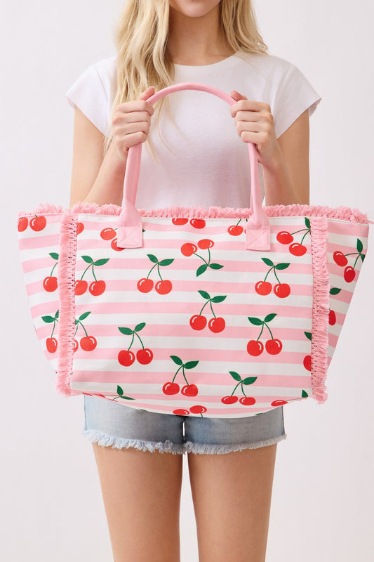 P0021 | Cherry Print Canvas Tote Bag | MB0333