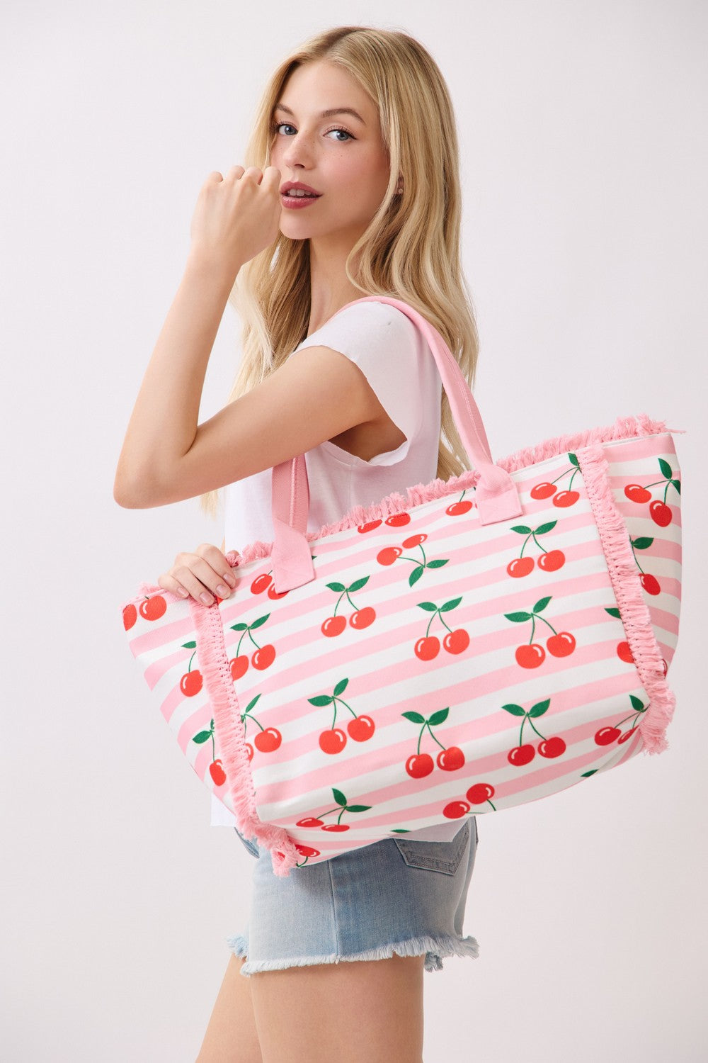 P0021 | Cherry Print Canvas Tote Bag | MB0333