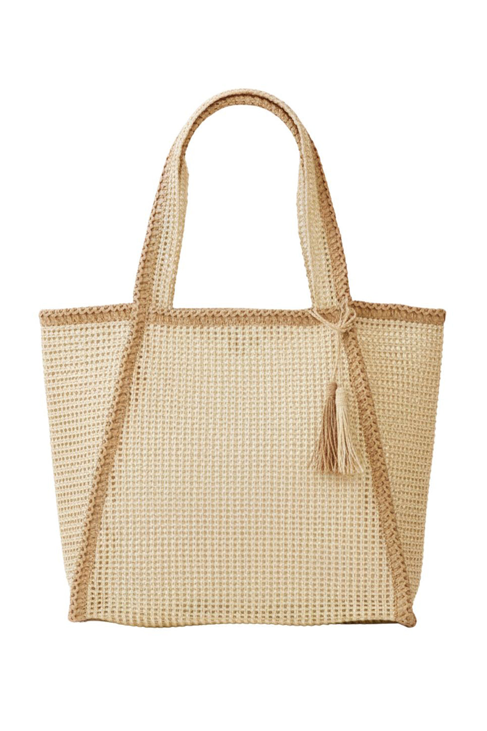 P0017 | Tassel Accent Woven Tote Bag | MB0338