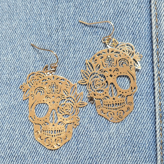 E1304 ME10960 Skull Drop Dangle Earrings