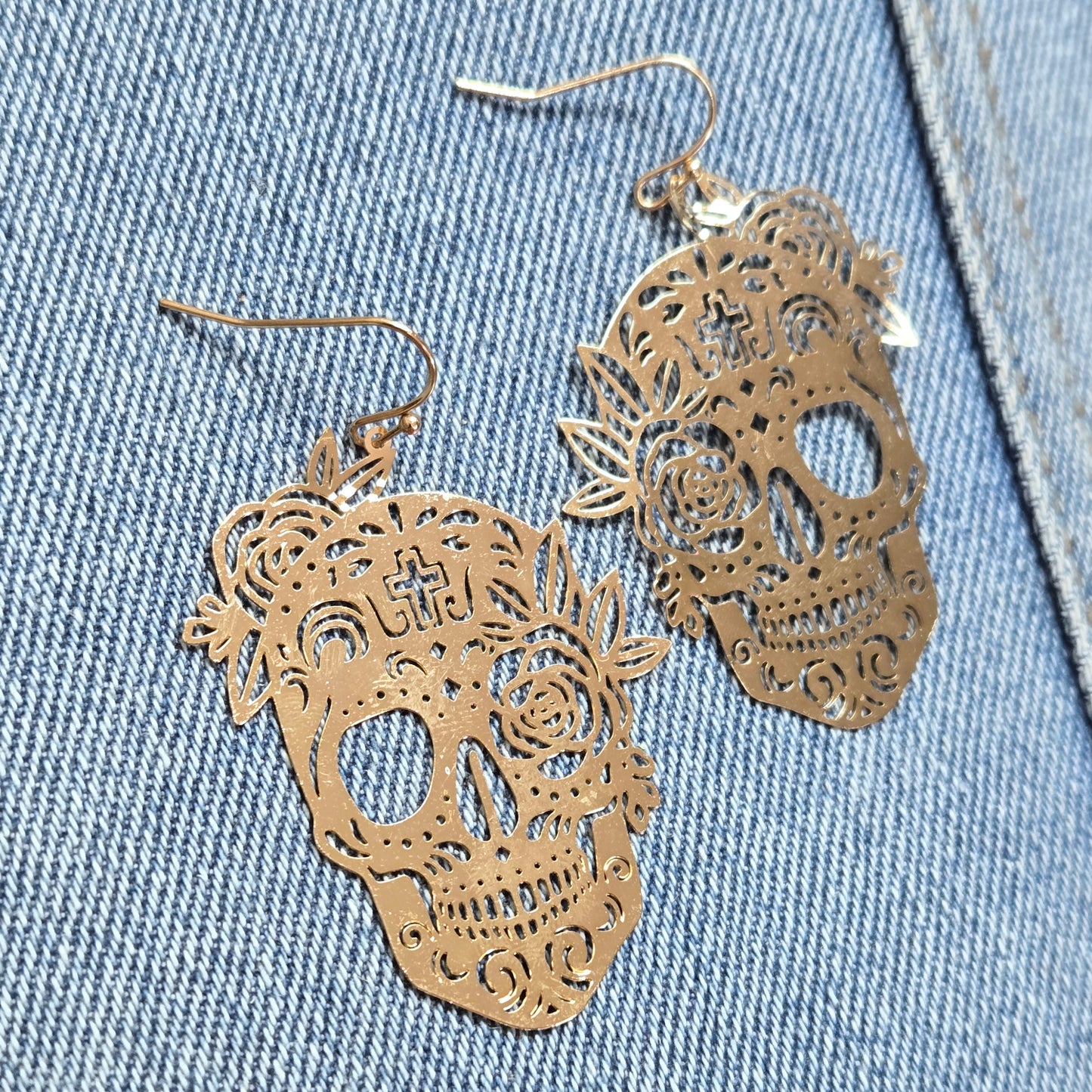 E1304 ME10960 Skull Drop Dangle Earrings