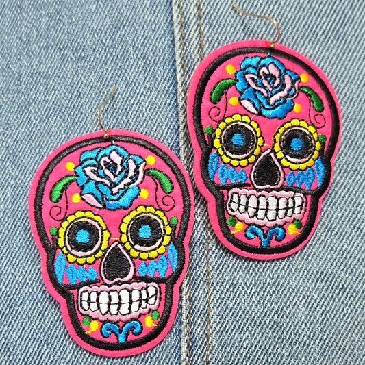 E1305 ME10866 Sugar Skull Drop Dangle Earrings
