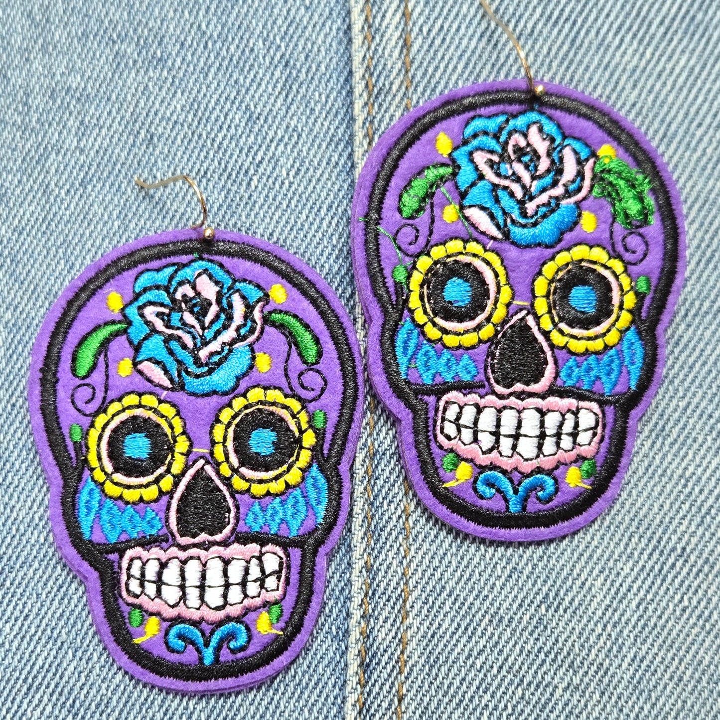 E1305 ME10866 Sugar Skull Drop Dangle Earrings