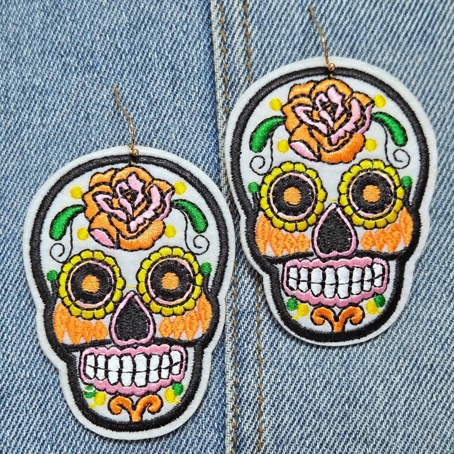 E1305 ME10866 Sugar Skull Drop Dangle Earrings