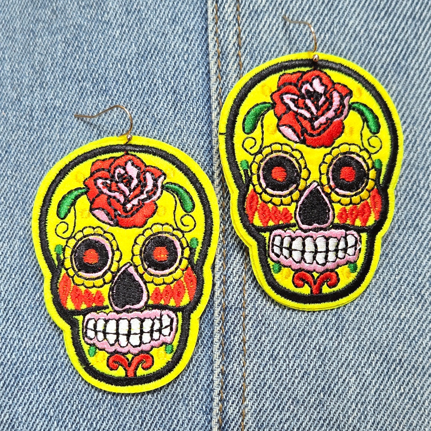 E1305 ME10866 Sugar Skull Drop Dangle Earrings