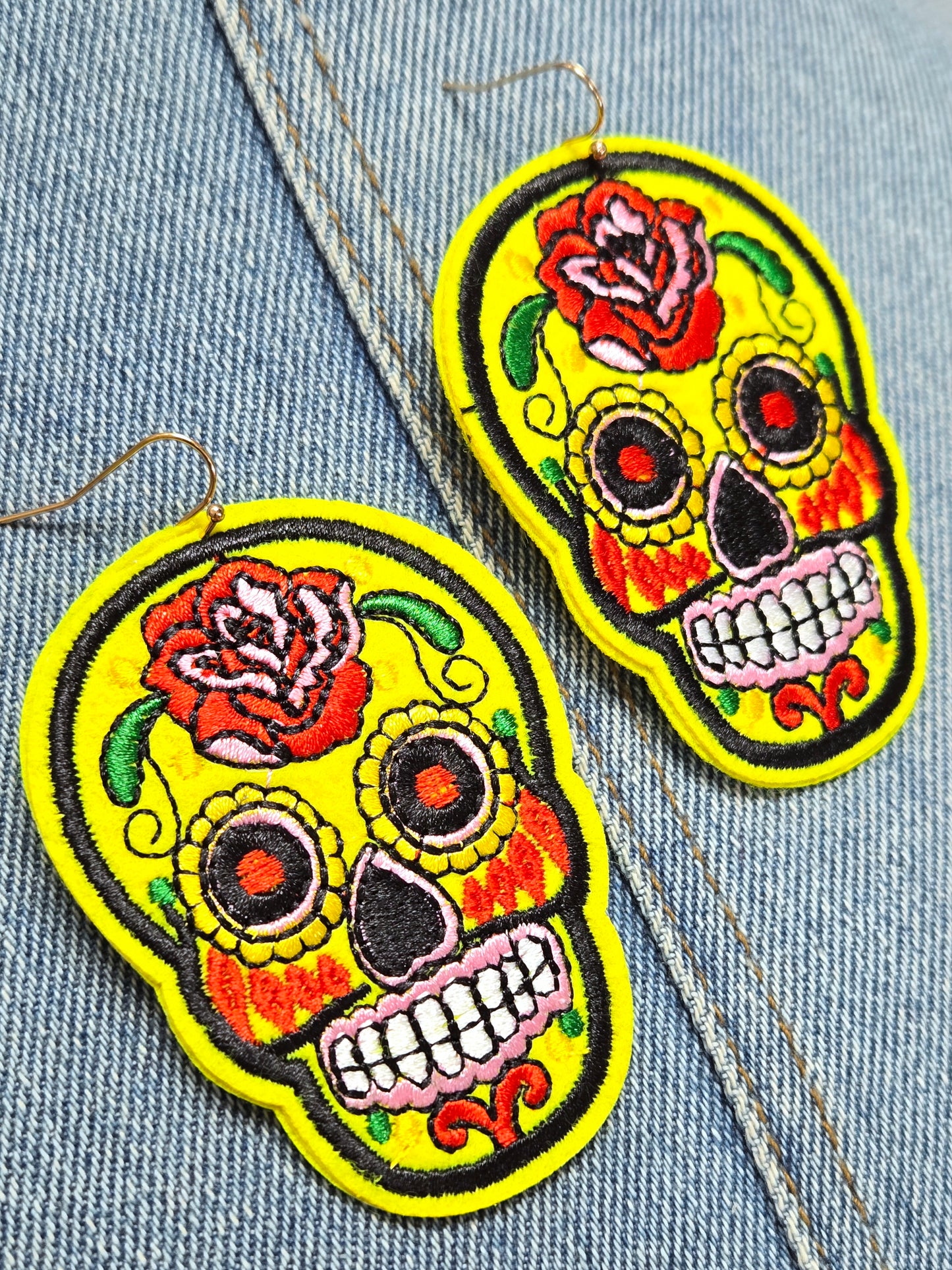 E1305 ME10866 Sugar Skull Drop Dangle Earrings