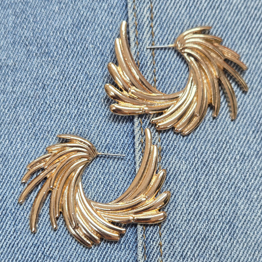 E1294 ME10947 Wing Drop Hoop Earrings