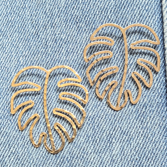 E1265 ME11127 Leaf Drop Post Earrings