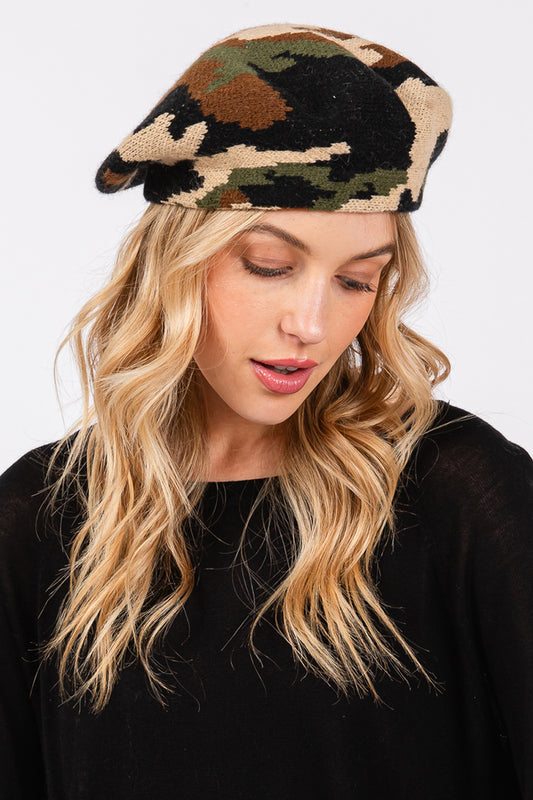 Camo Knit Beret | HT0002
