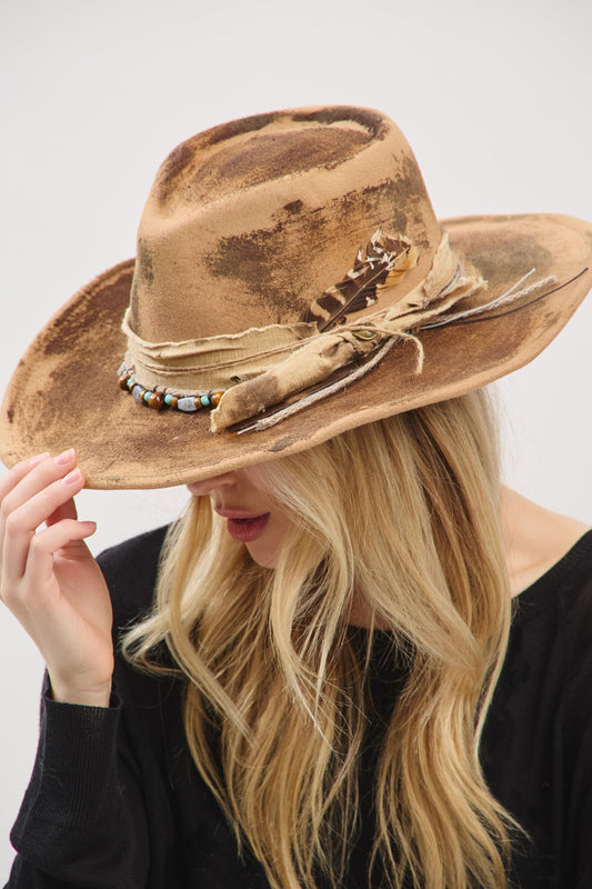 HT0089 | Rustic Feather Cowboy Hat | MH0243