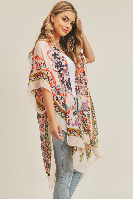 PC87 | Vintage Floral Border Kimono | MS0178