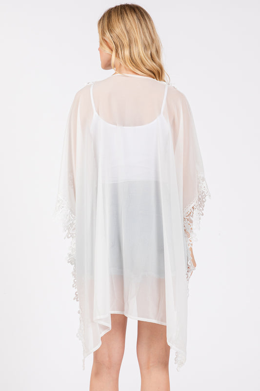 PC75 | Lace Trim Sheer Kimono | MS0438