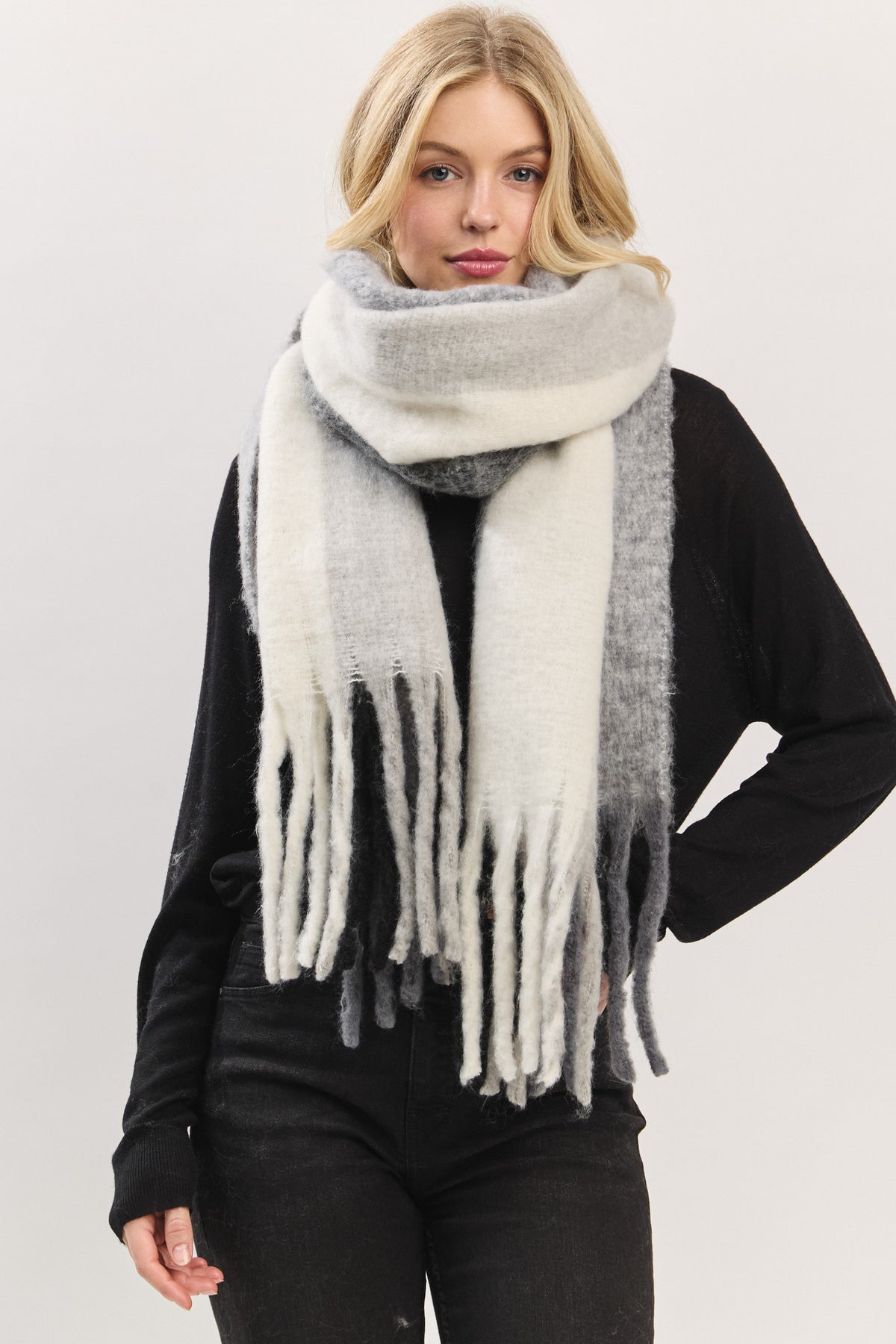 Solid Brushed Fringed Scarf | SS0027