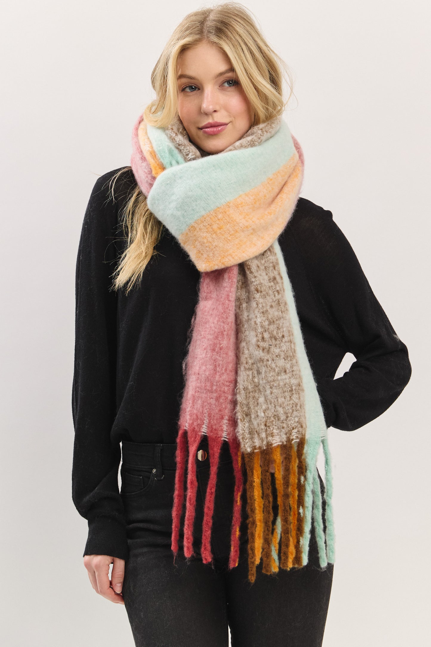 Solid Brushed Fringed Scarf | SS0027