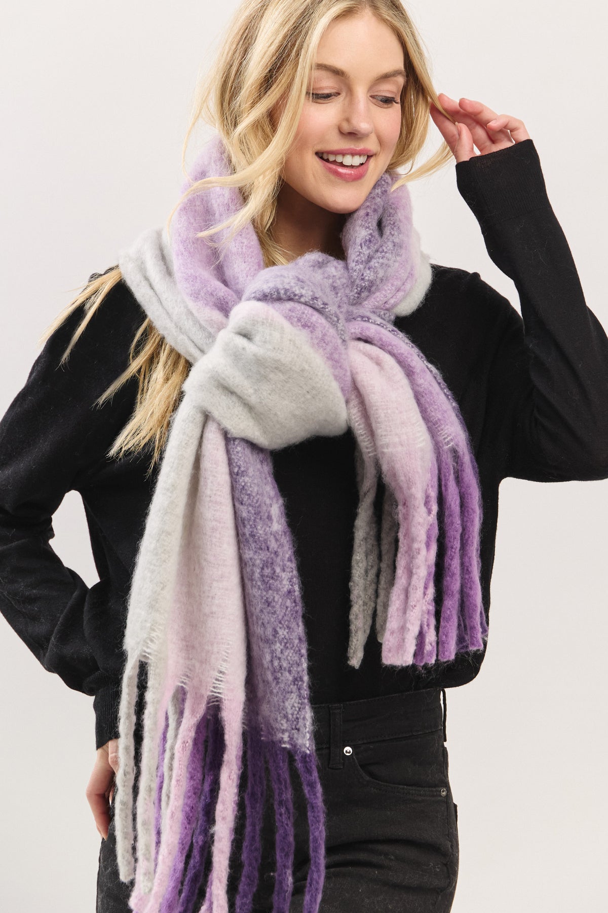 Solid Brushed Fringed Scarf | SS0027