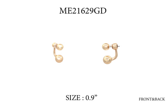 Gold earrings with pearls on a white background, labeled ME21629GD and size 0.9".