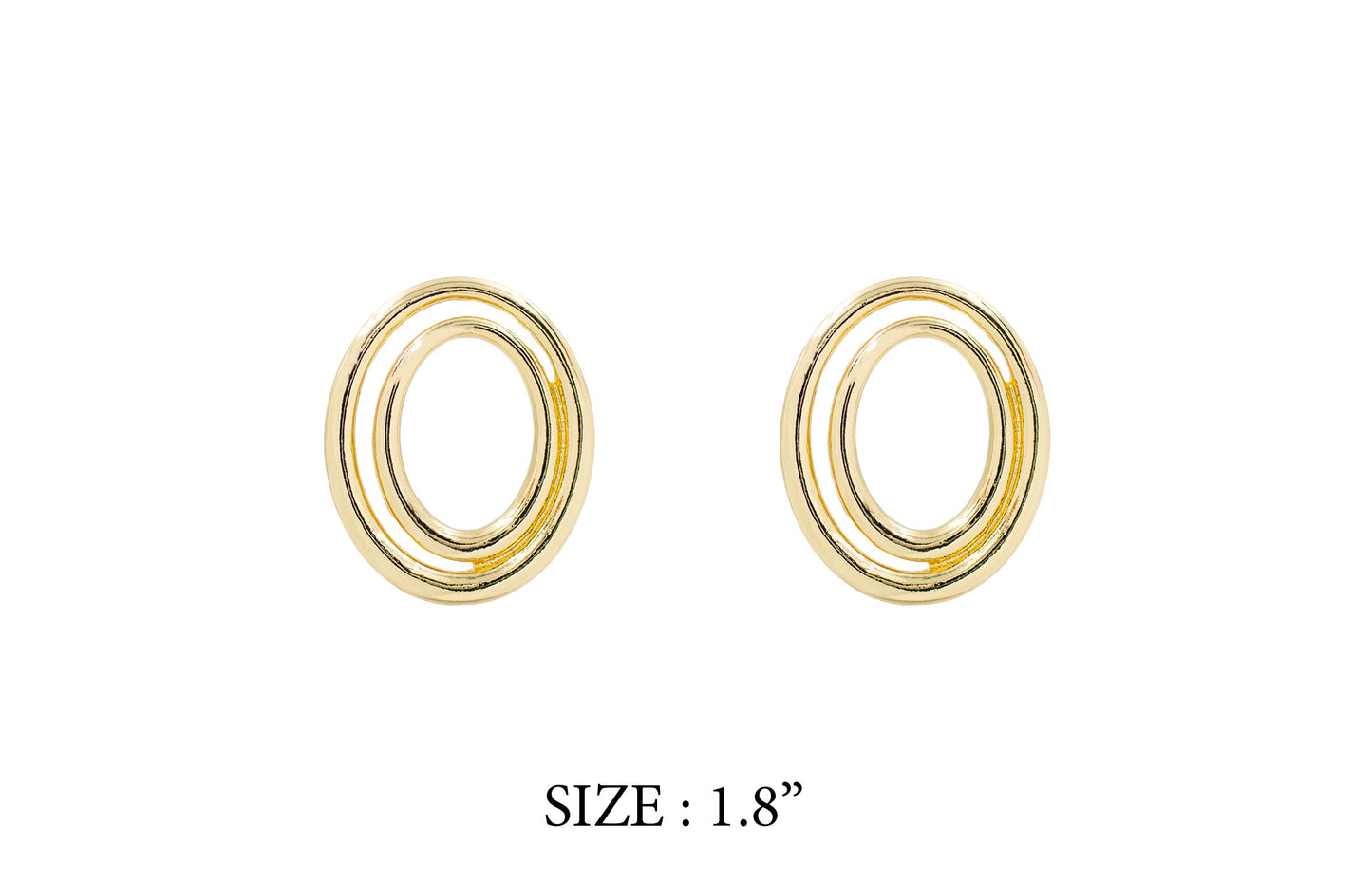 Gold hoop earrings on a white background with size label '1.8"'.