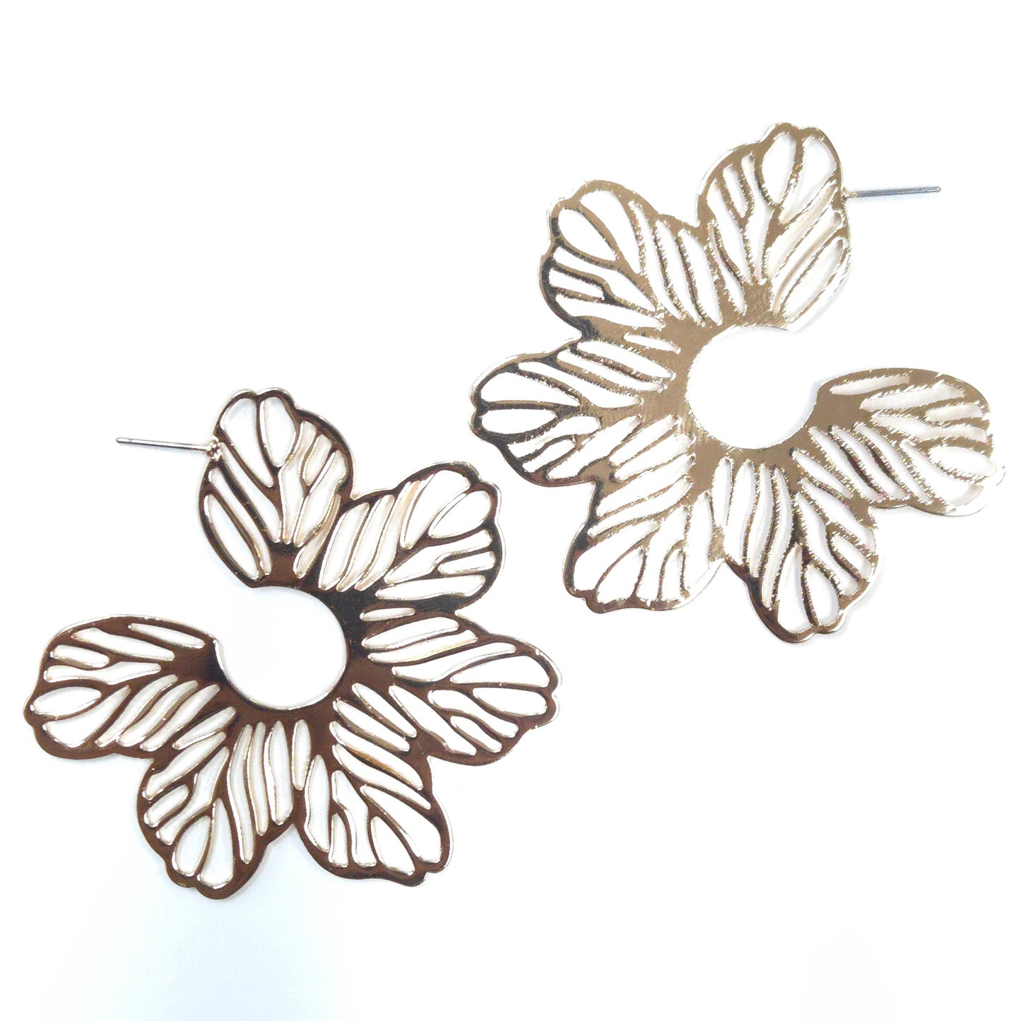 Pair of floral earrings on a white background