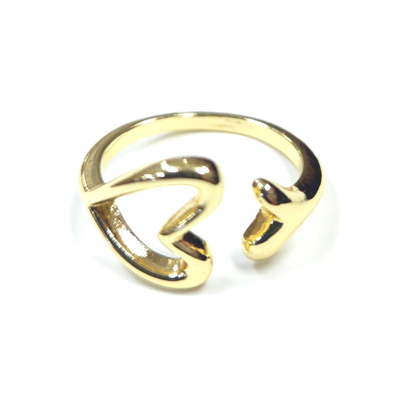 Gold open ring on a white background