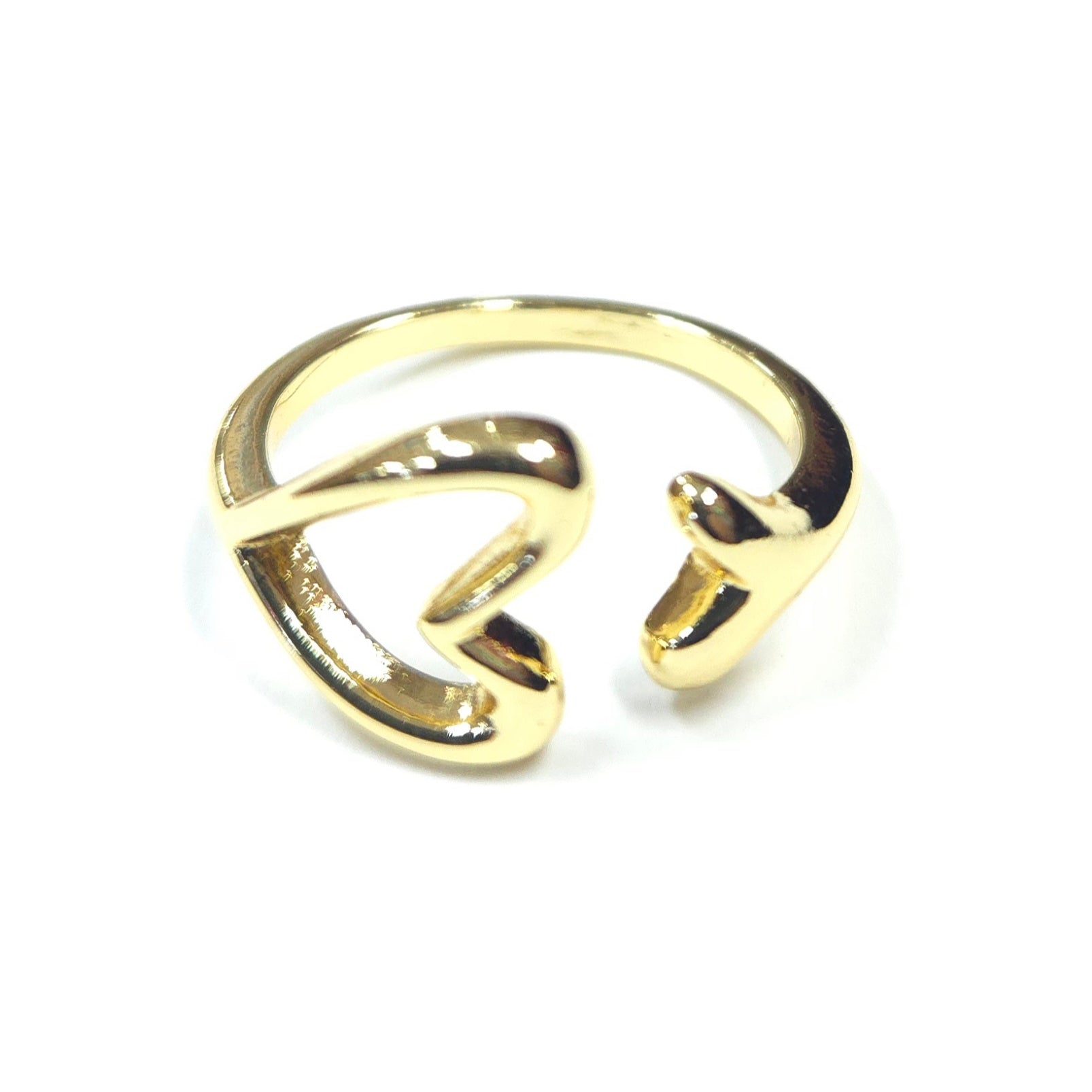 Gold open ring on a white background