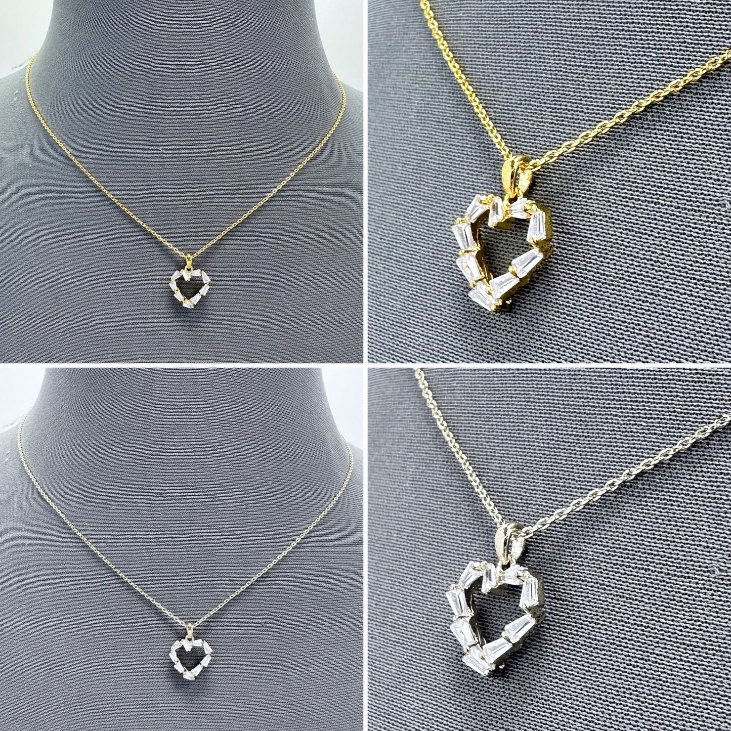 N0008 | Baguette Crystal Heart Necklace | SB29488