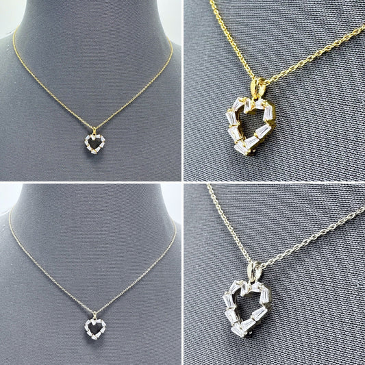 N0008 | Baguette Crystal Heart Necklace | SB29488