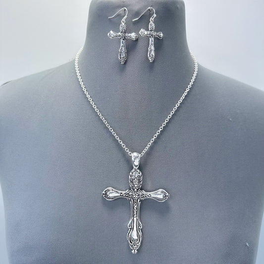 N0411 AS6869 Cross Shape Pendant Chain Necklaces