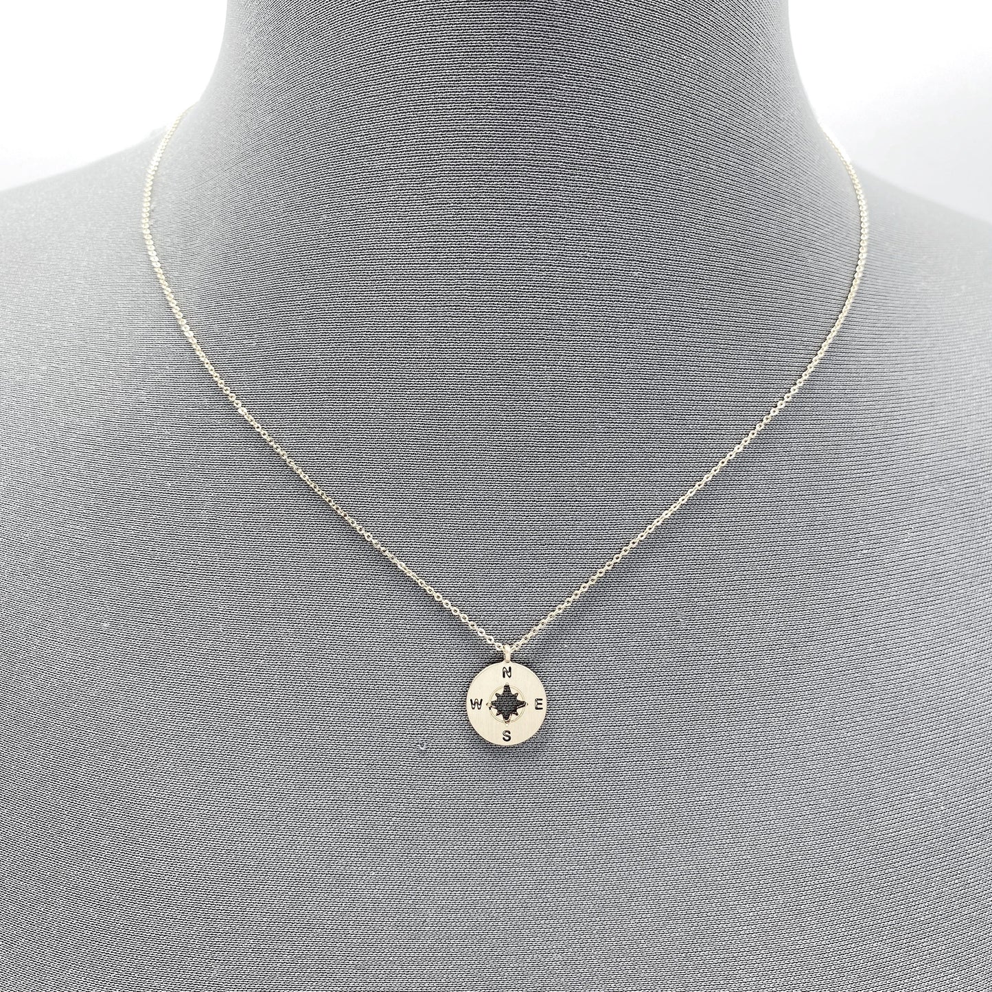 N0271 17248 Compass Design Mini Pendant Dainty Chain Necklaces