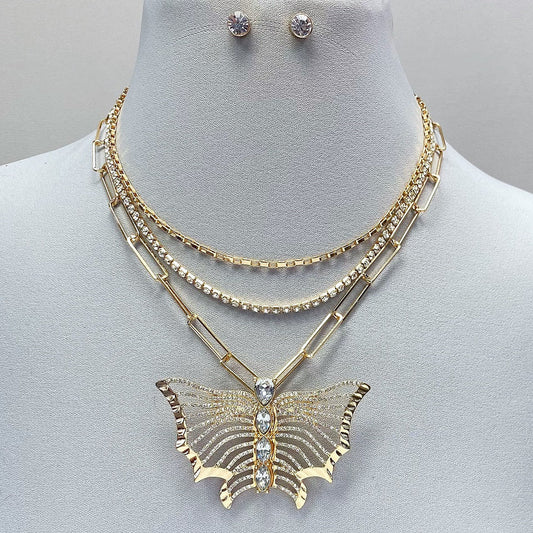 N0646 KS5101 Butterfly Pendant Necklace