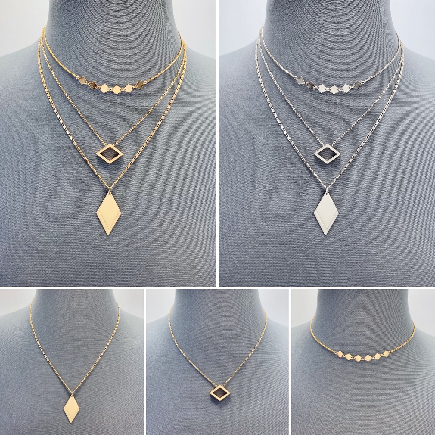 N0424 HN4878 Dainty Triple Necklaces Set