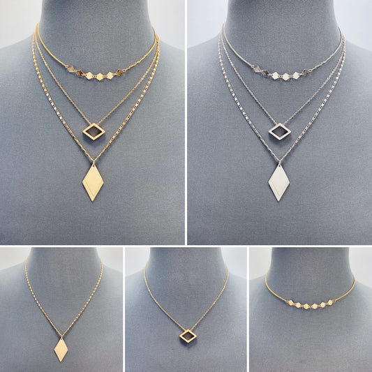 N0424 HN4878 Dainty Triple Necklaces Set