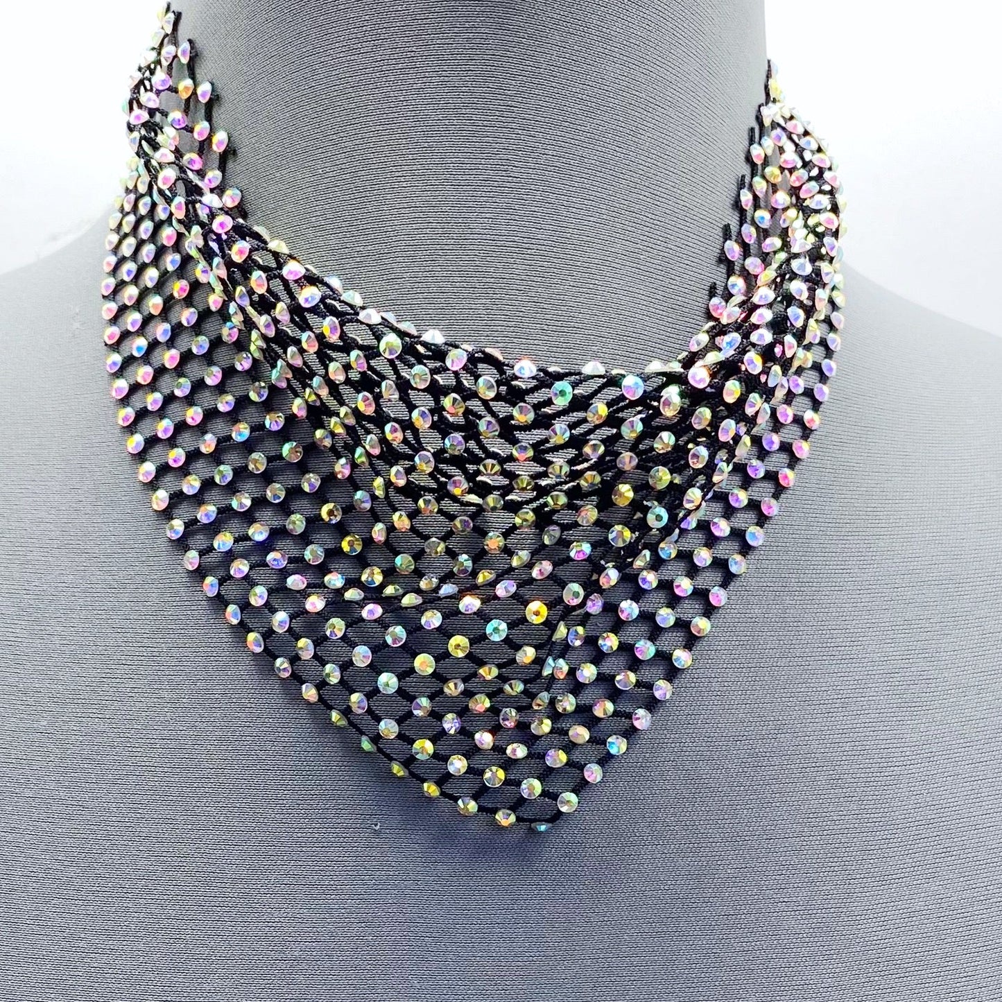 N3128 YN3607 Rhinestones Deco Mesh Scarf Design Necklaces