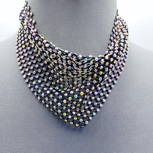 N3128 YN3607 Rhinestones Deco Mesh Scarf Design Necklaces