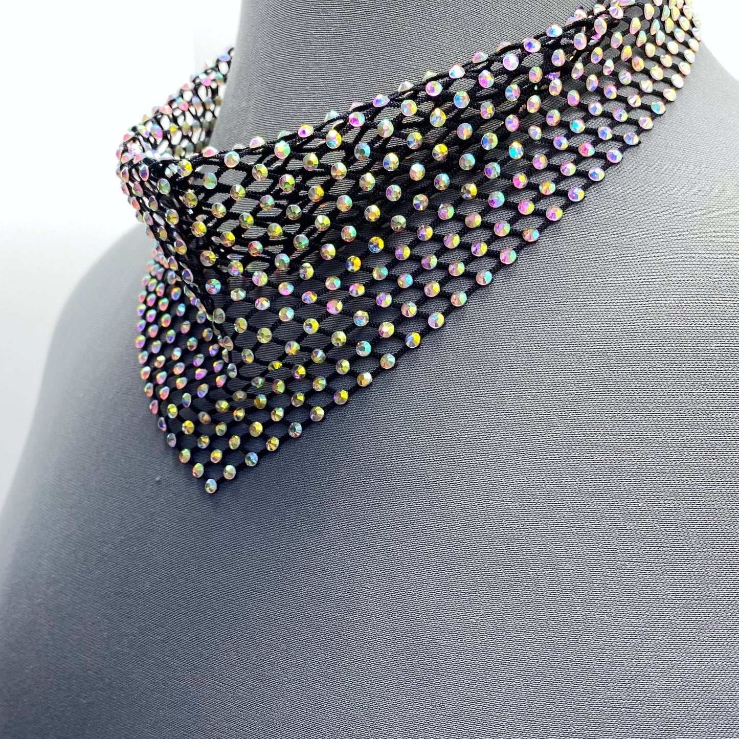 N3128 YN3607 Rhinestones Deco Mesh Scarf Design Necklaces