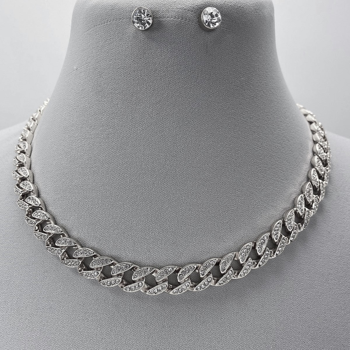 N3189 | Pavé Cuban Link Necklace Set | KS5077
