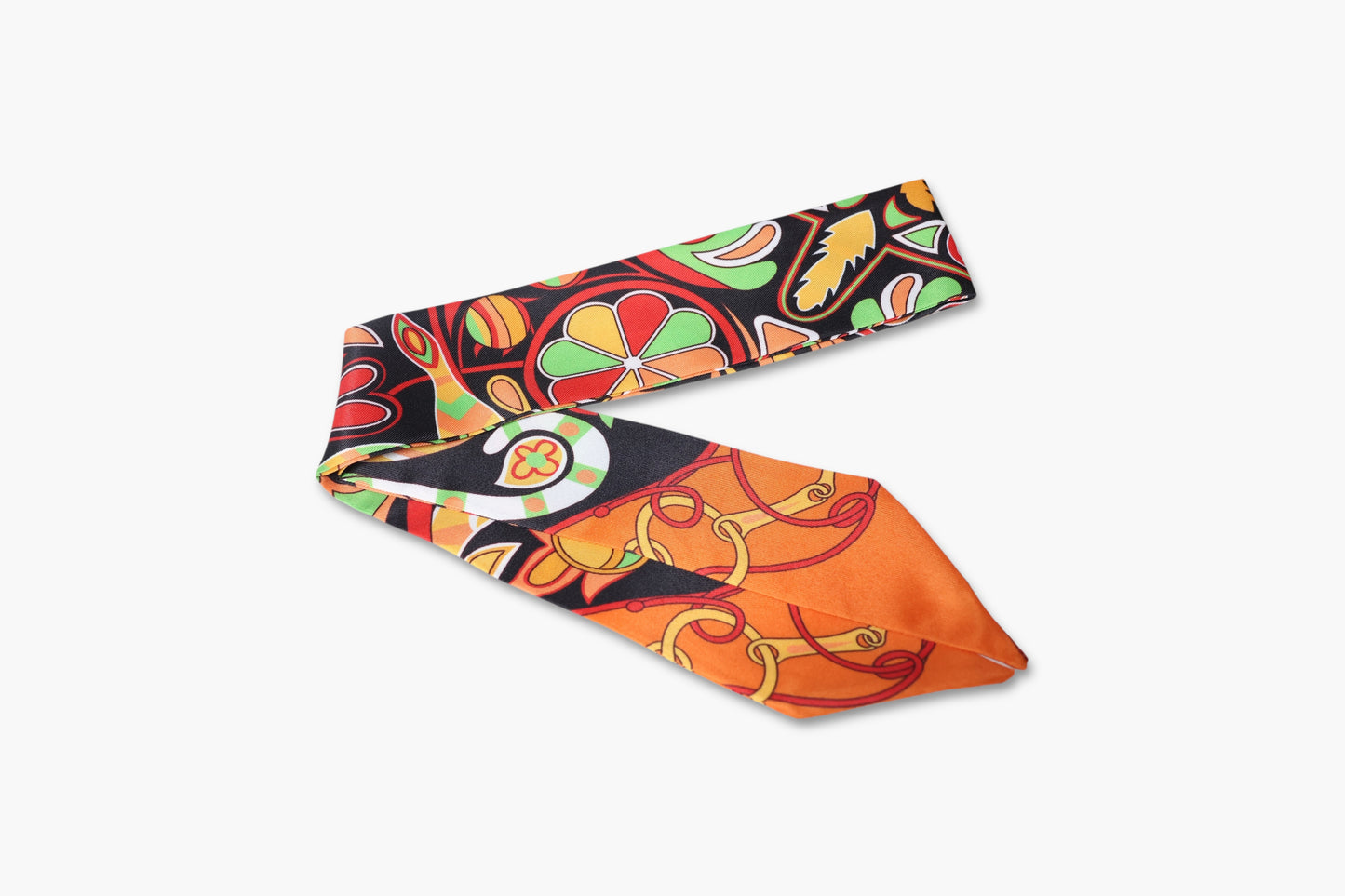 Colorful necktie with toucan design on a white background