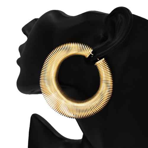 Oversized ribbed hoop earrings featuring a textured coil design and bold circular silhouette.