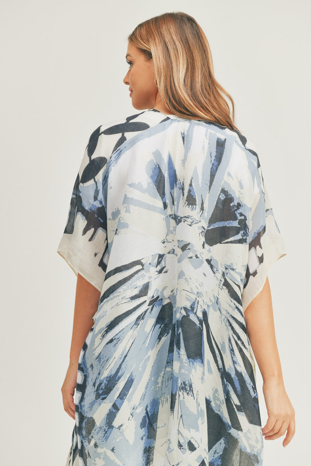 PS03 Geometric Print Sheer Kimono