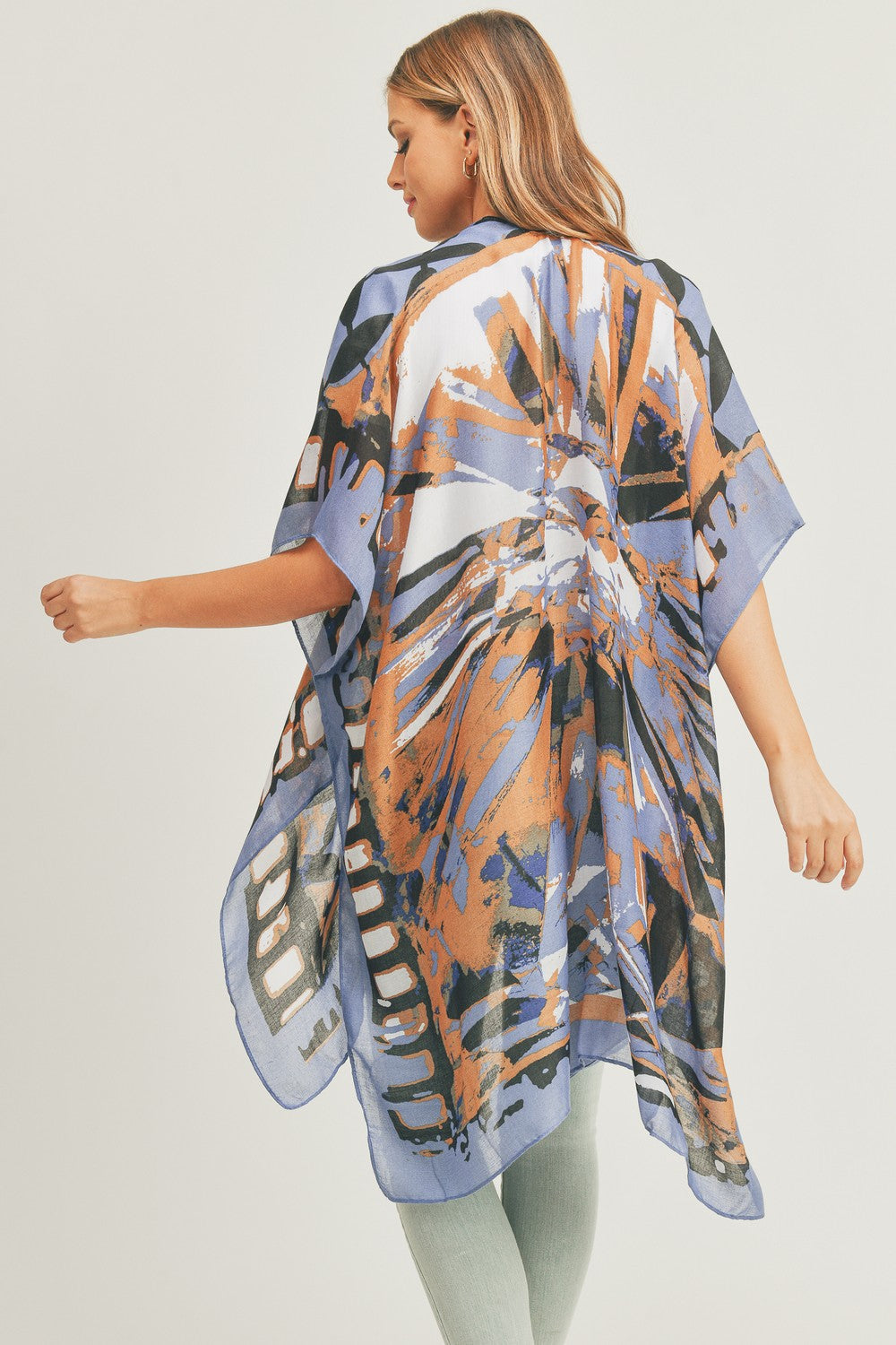 PS03 Geometric Print Sheer Kimono