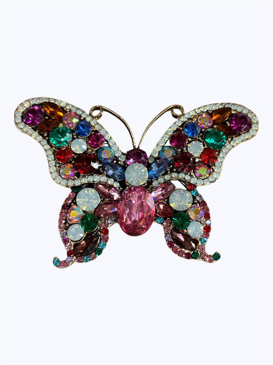 BR0419 | Crystal Butterfly Statement Brooch | E0-3-6144