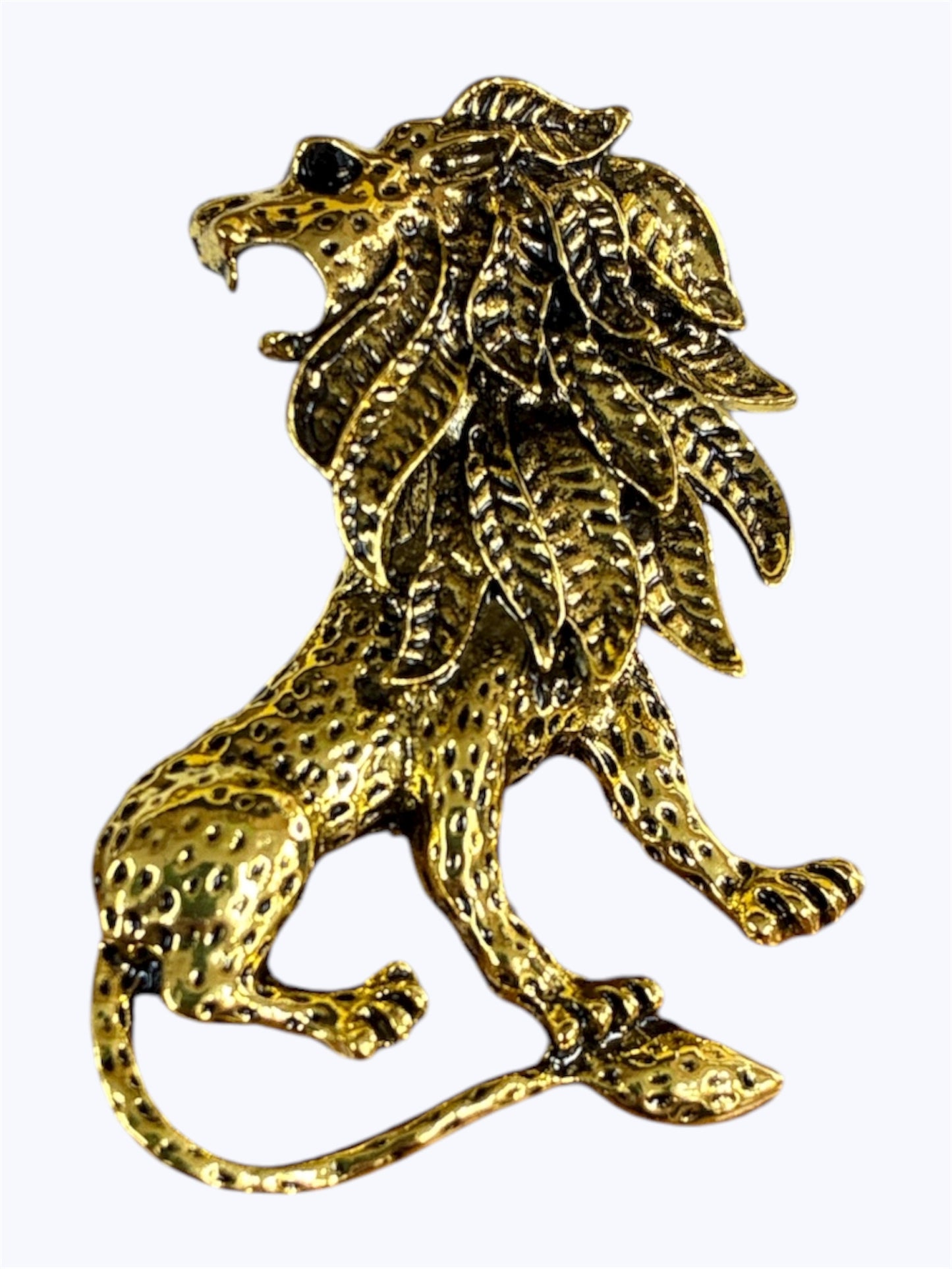 BR0417 | Antique Gold Regal Lion Statement Brooch | D0-2-425