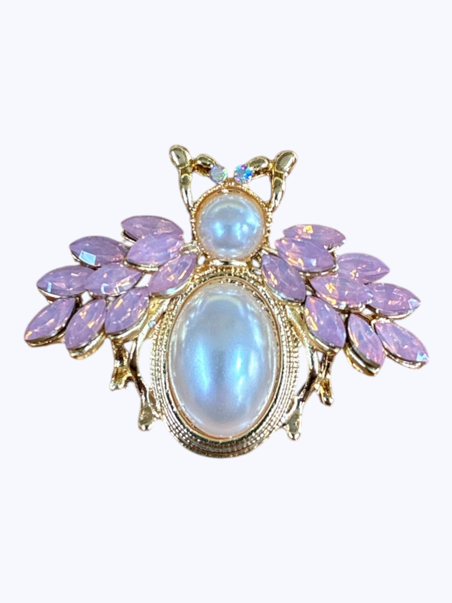 BR0379 | Crystal Winged Beetle Brooch | E8-3-9636