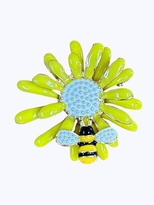 BR0398 | Sunflower Bee Statement Brooch | N0-1-3612