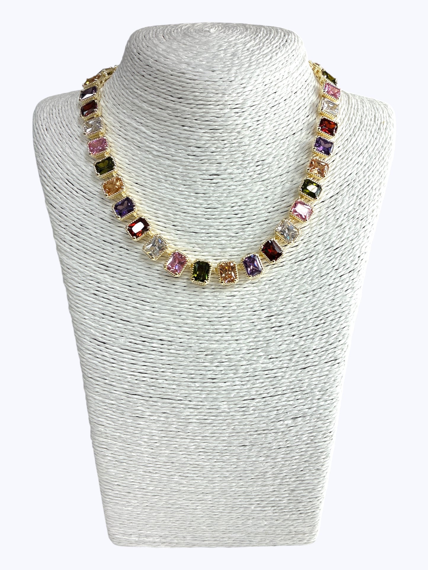 N5026 |''14kg'' Plated Cubic Zirconia Crystal  Necklace | 1122