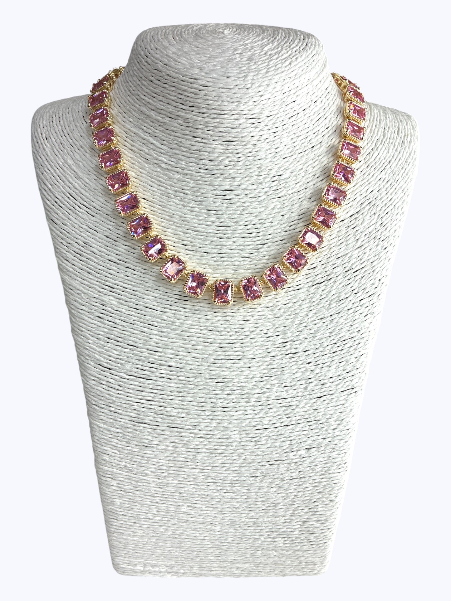 N5026 |''14kg'' Plated Cubic Zirconia Crystal  Necklace | 1122