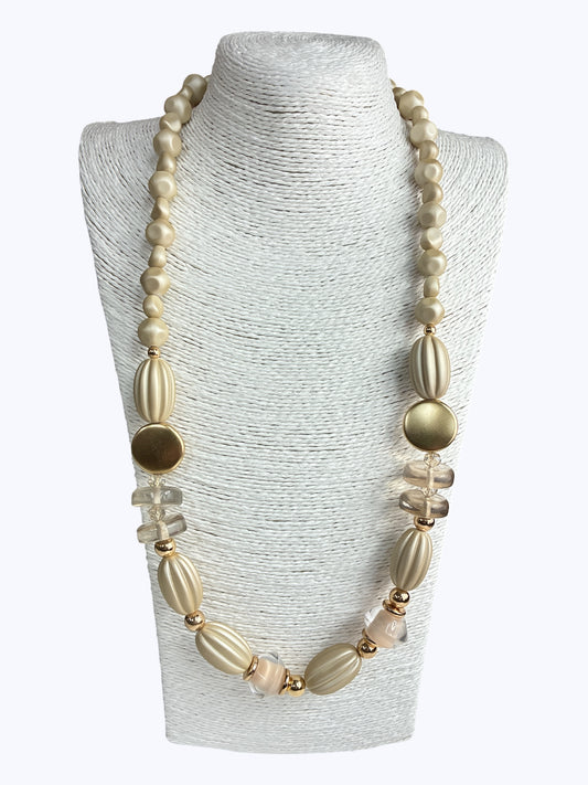 N5113 | Cream Beaded Long Necklace |APD9999