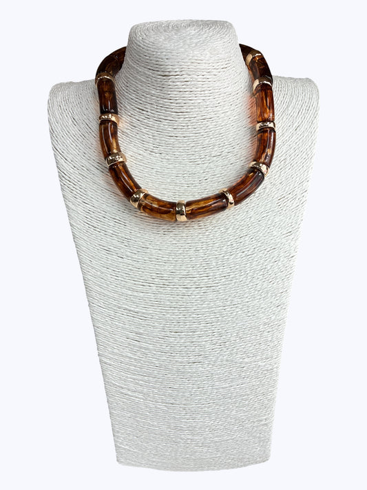 N5115 | Brown Acrylic Short Necklace | APD9941