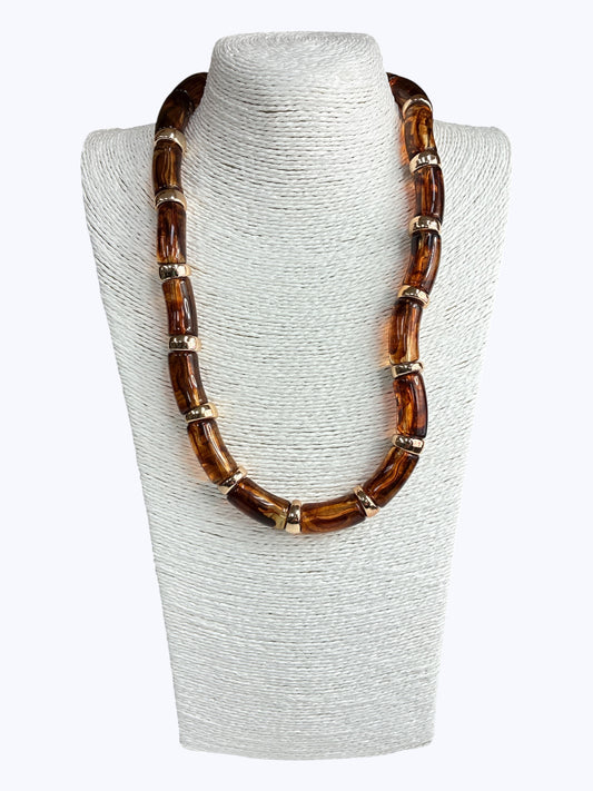 N5114 | Brown Acrylic Long Necklace | APD9940