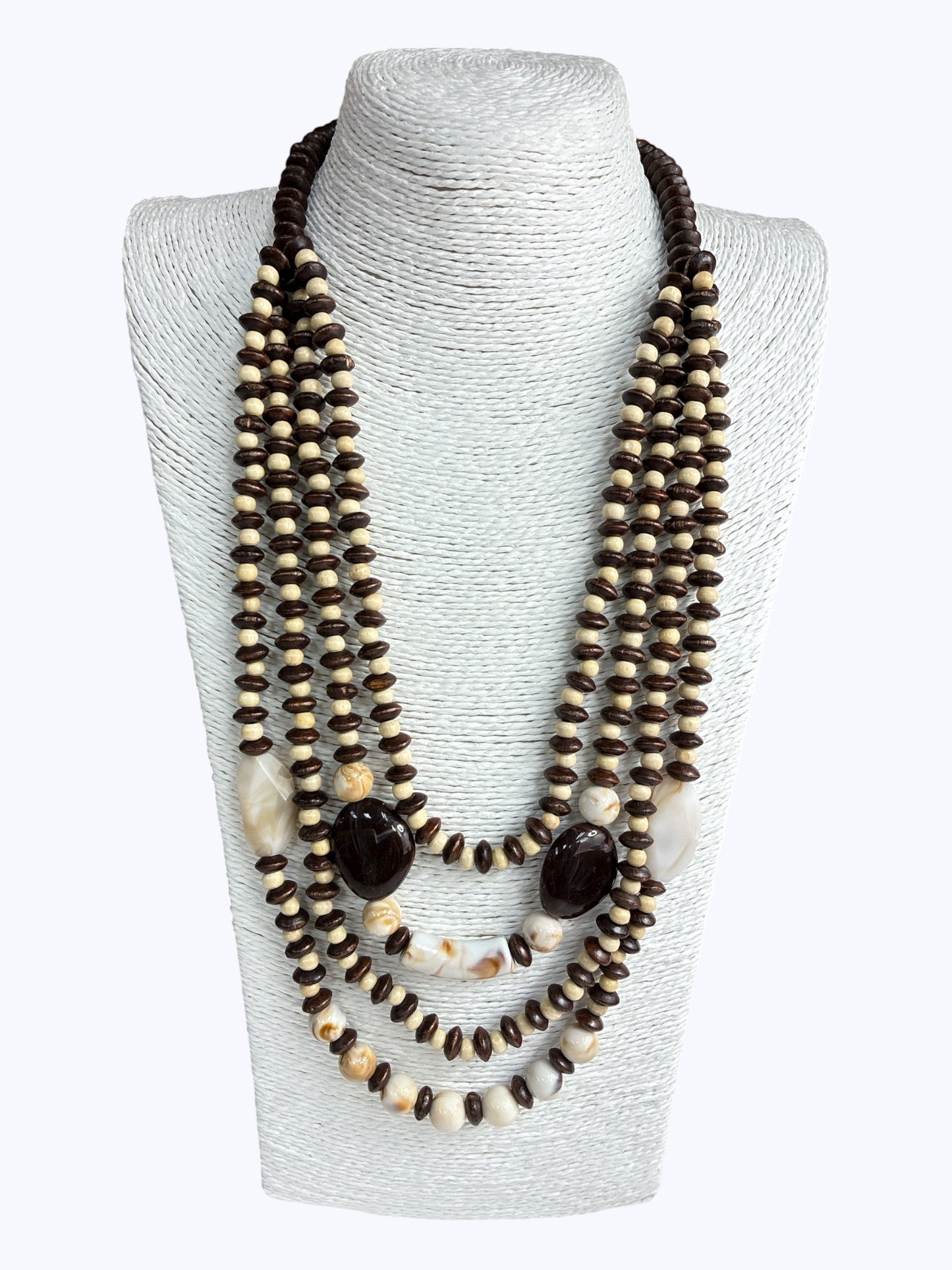 N5104 | Wooden Layered Long Necklace| WZD2464